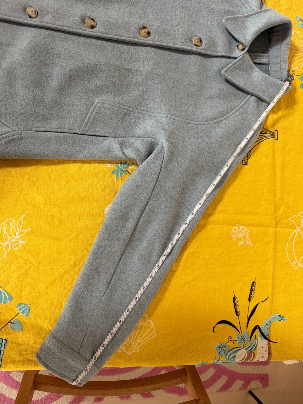 Light Blue Button-Front Wool Jacket - Picture 12 of 16